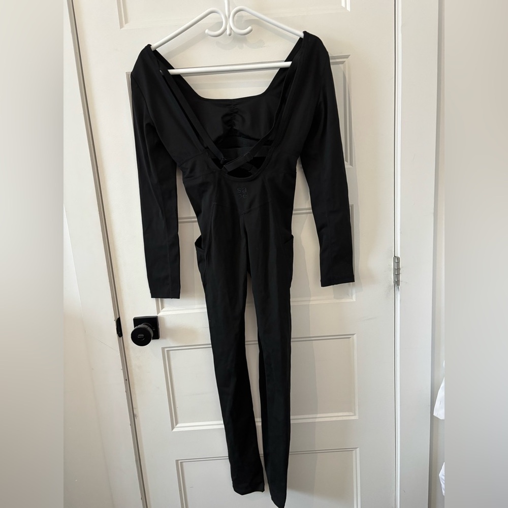Sabe Athletic Black Long Sleeve Jumpsuit size Medium